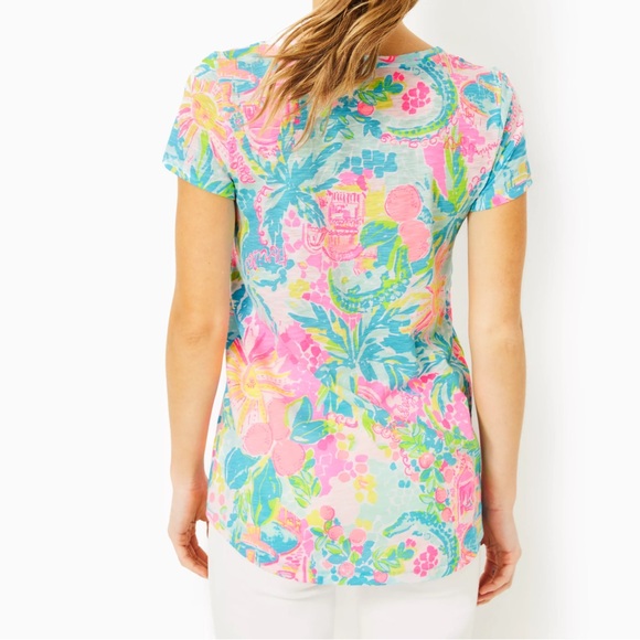 Lilly Pulitzer Etta V-Neck Top- Sunshine State Of Mind-NWT - Picture 5 of 9